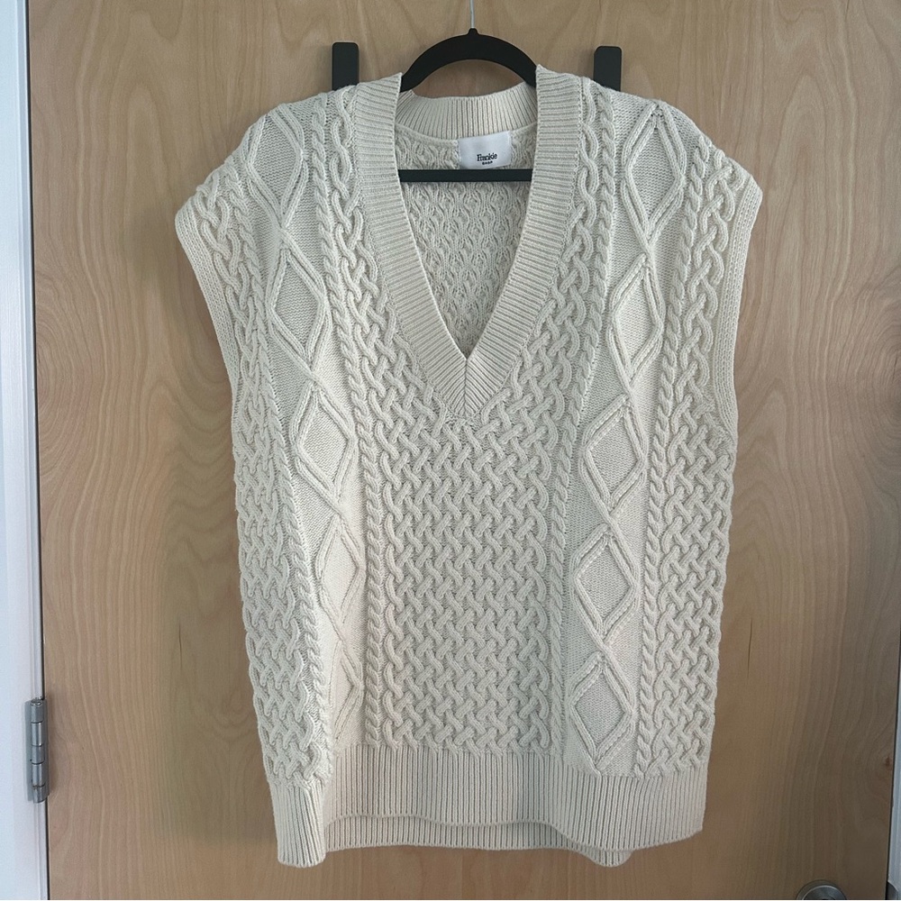 The Frankie Shop cable knit wool blazer in cream OS